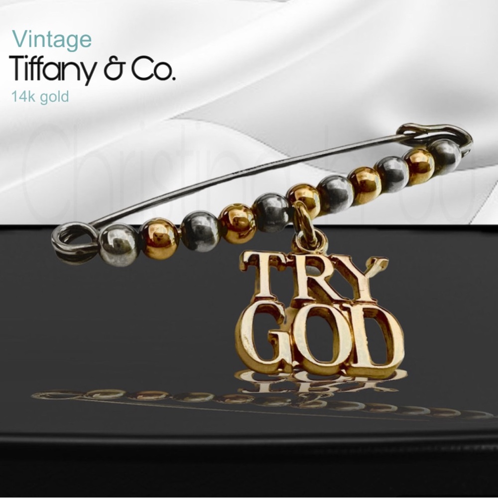 Tiffany & Co. 14k gold pin Try God charm